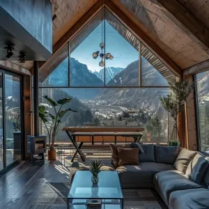 Split-Level Loft Glass Cabin