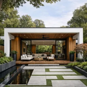 Pavilion Courtyard With Floating Garden Path