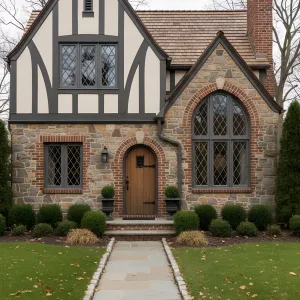 Brick-Banded Tudor Porch Niche