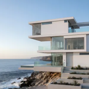 Cliff-Edge Cascading Glass Courtyard