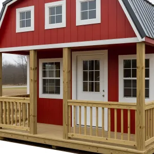Quaint Red Shed With Porch