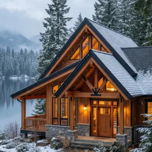 Timber Glow Lakeside Winter Lodge