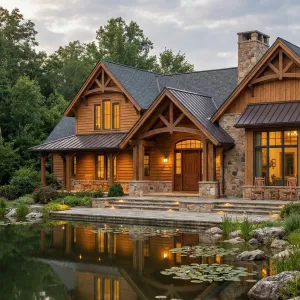 Timber Hearth Beside Lilypad Pond