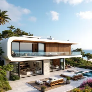 Ocean’s Whisper: A Sleek Beachfront Abode