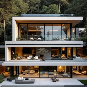 Glass Haven with a Cozy Tiered Design