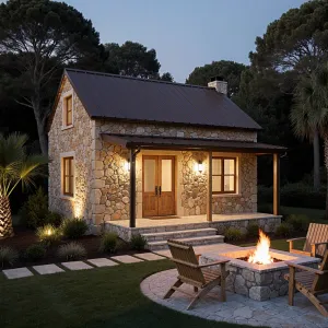 Quaint Stone Bungalow with a Cozy Firepit