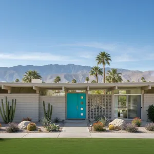 Teal Door Temptation Under Sunny Skies