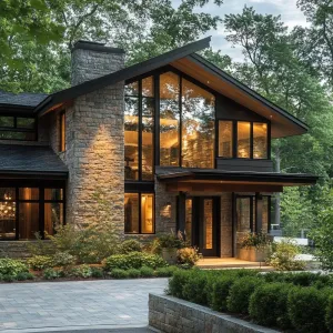 A-Frame Stone Delight with Gleaming Windows