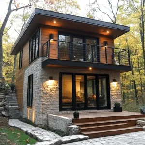 Modern Two-Story Tiny House Nestled in the Woods