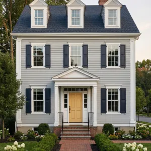 Buttercream Door Classic Blue Shutter Colonial