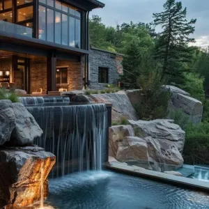 Heated Pool With Waterfall Feature