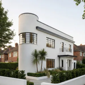 Palm Court Curved Facade Deco Cottage