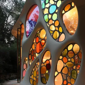 Organic Masterpiece with Vibrant Windows