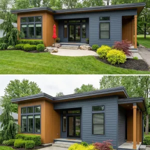 Flat Roof Cottage With Color Pop