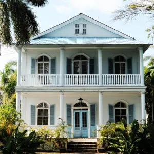 Colonial Oasis: The Blue Shutter Symphony