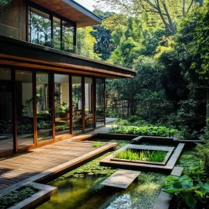 Glass Serenity: A Pondside Retreat