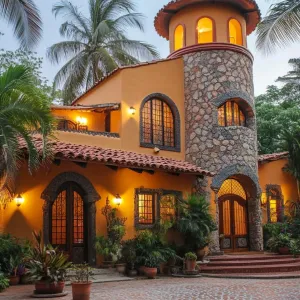 Tropical Paradise with Stone Tower Charm