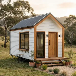 Sunlit Fieldside Porch Tiny Cottage