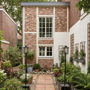 Brick Courtyard Planter Pathway Retreat