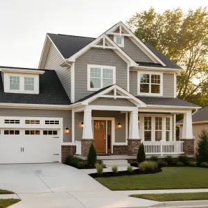 Gabled Porch With Brick Accent