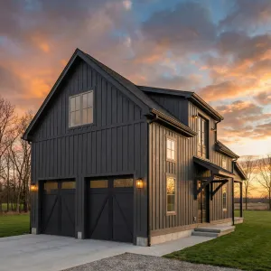 Midnight Barn Garage With Loft