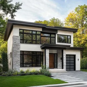 Sleek Stone Haven with Verdant Charm