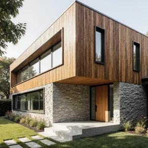 Stone Base, Timber Embrace: A Modern Haven
