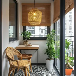 Artistic Balcony With Mosaic Tile Flooring