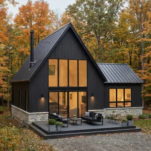 Woodland A-Frame Retreat In Ink