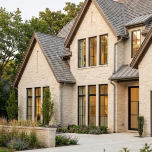 Stone Gabled Manor With Vertical Windows