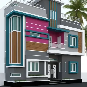 Magenta Teal Ribbon Elevation