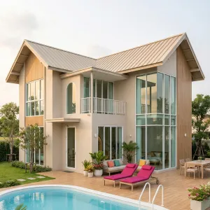 Sunny Gable Retreat With Garden Pool