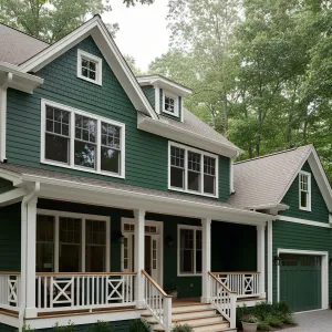 White-Trim Woodland Porch Residence