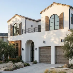 Coastal Courtyard Home With Timber Arches