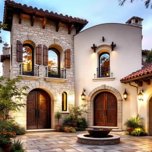 Tuscan Courtyard Symphony: Sunlit Stone Delight