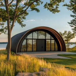 Curved Retreat by the Water’s Edge