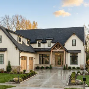 Gabled Timber Entry Modern Farmhouse