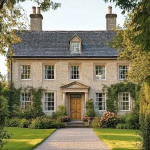 Stately Stone Manor in Bloom