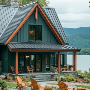 Teal Green With Rustic Log Elements