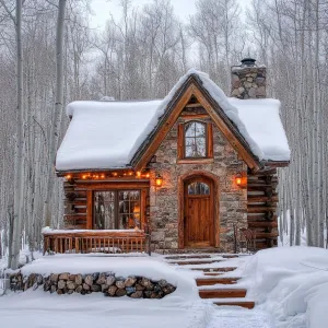 Rustic Stone Cottage in a Wintery Embrace