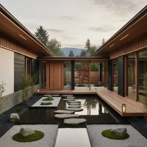 Quiet Courtyard With Floating Stone Steps
