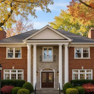 Majestic Brick Manor in Autumn Glow