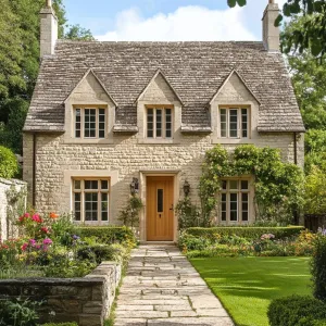 A Delightful Stone Hideout with Blossoming Yard