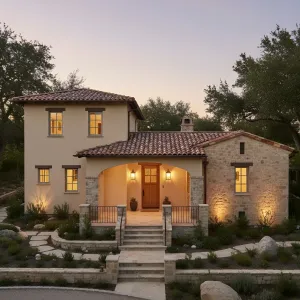 Sunset-Clad Stucco And Stone Nest