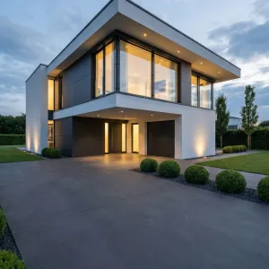 Cantilevered Courtyard Glow Residence