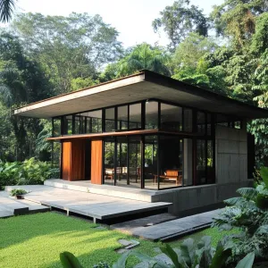 Tropical Tranquility: Glass and Greenery Fusion