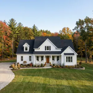 Crisp White Homestead On Autumn Edge