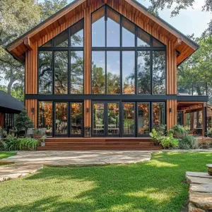 Gabled Glass Escape: A Cozy Woodland Haven