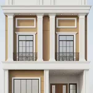 Columned City Rowhouse Facade