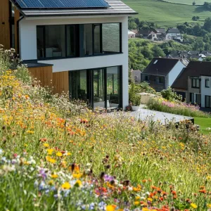 Sleek Eco House with a Floral Symphony